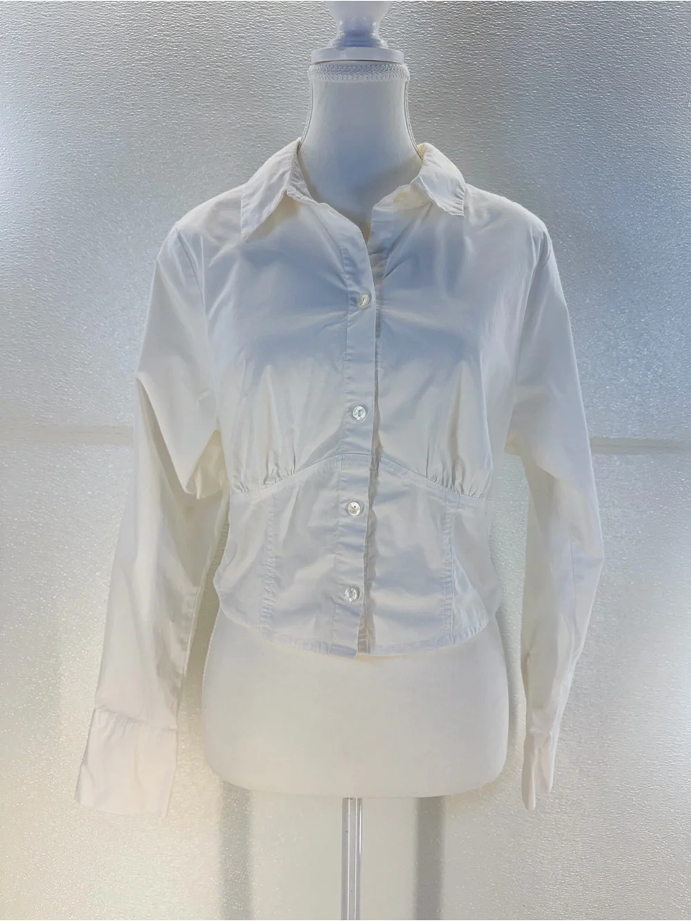 Abercrombie & Fitch White Corset Button Shirt Top Women's Medium - Picture 4 of 17